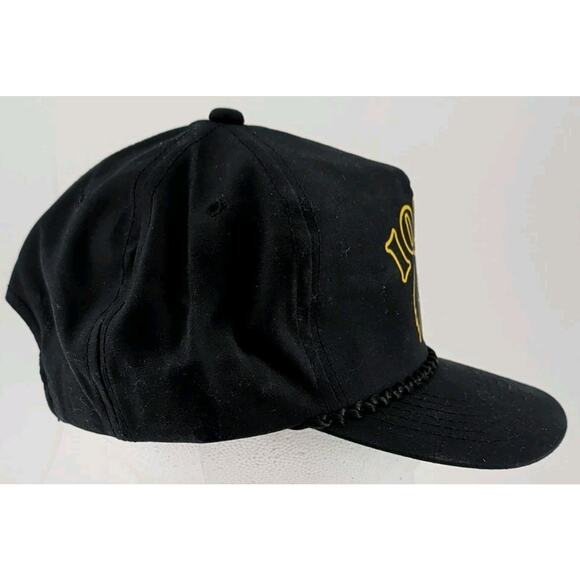 Vintage 80's Black Iowa Hawkeye's Snapback Rope Hat Screen Print Logo Trucker - Picture 4 of 9